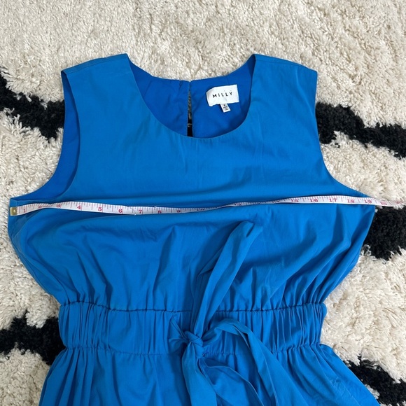 Milly Blue Tie Front Sundress Sleeveless Mini - Picture 4 of 5